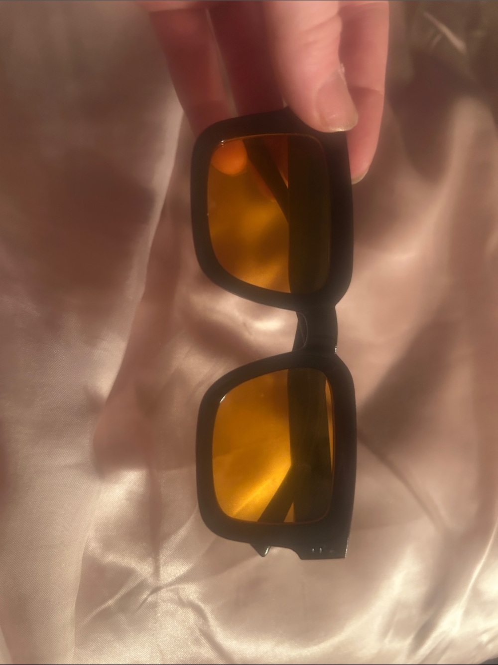 Black Square Frame Sunglasses with Amber Lenses